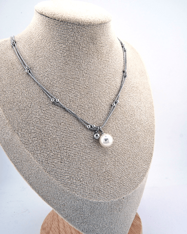 Lange Halskette Mit Einzelner Perle Mit Kette 