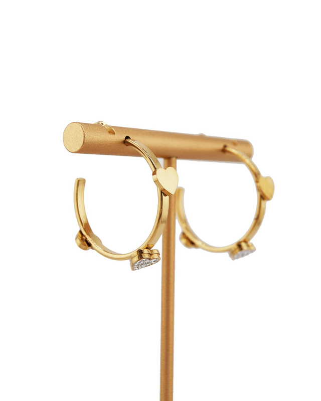 Creolen mit Herz Detail Gold