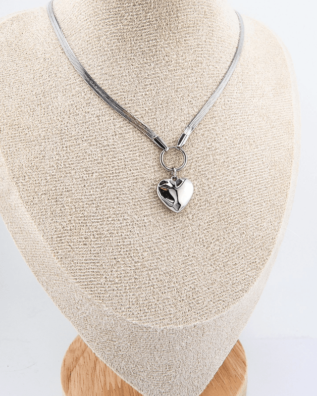 Snake Halskette mit Herz-Anhänger Silber