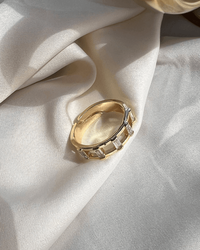 Rechteckiger Stein Ring Gold