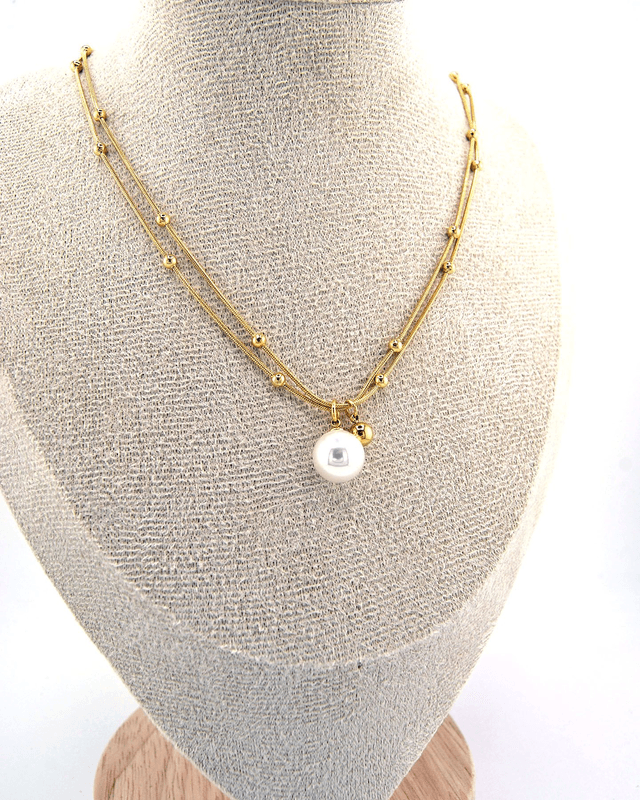 Lange Halskette Mit Einzelner Perle Mit Kette